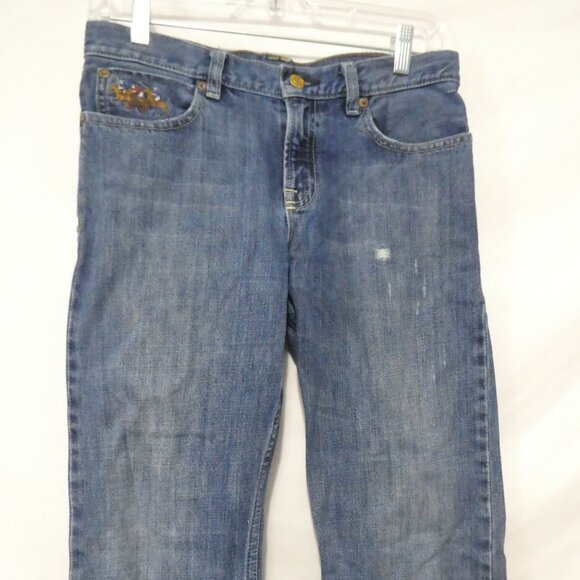 POLO RALPH LAUREN - 15911 | size 14 | Blue Cotton Distressed Denim Jeans - Picture 7 of 16